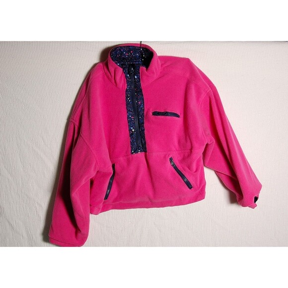 Gap Kids Pullover half button reversible jacket sz S EUC Navy Pink (See Photos) - Picture 3 of 4